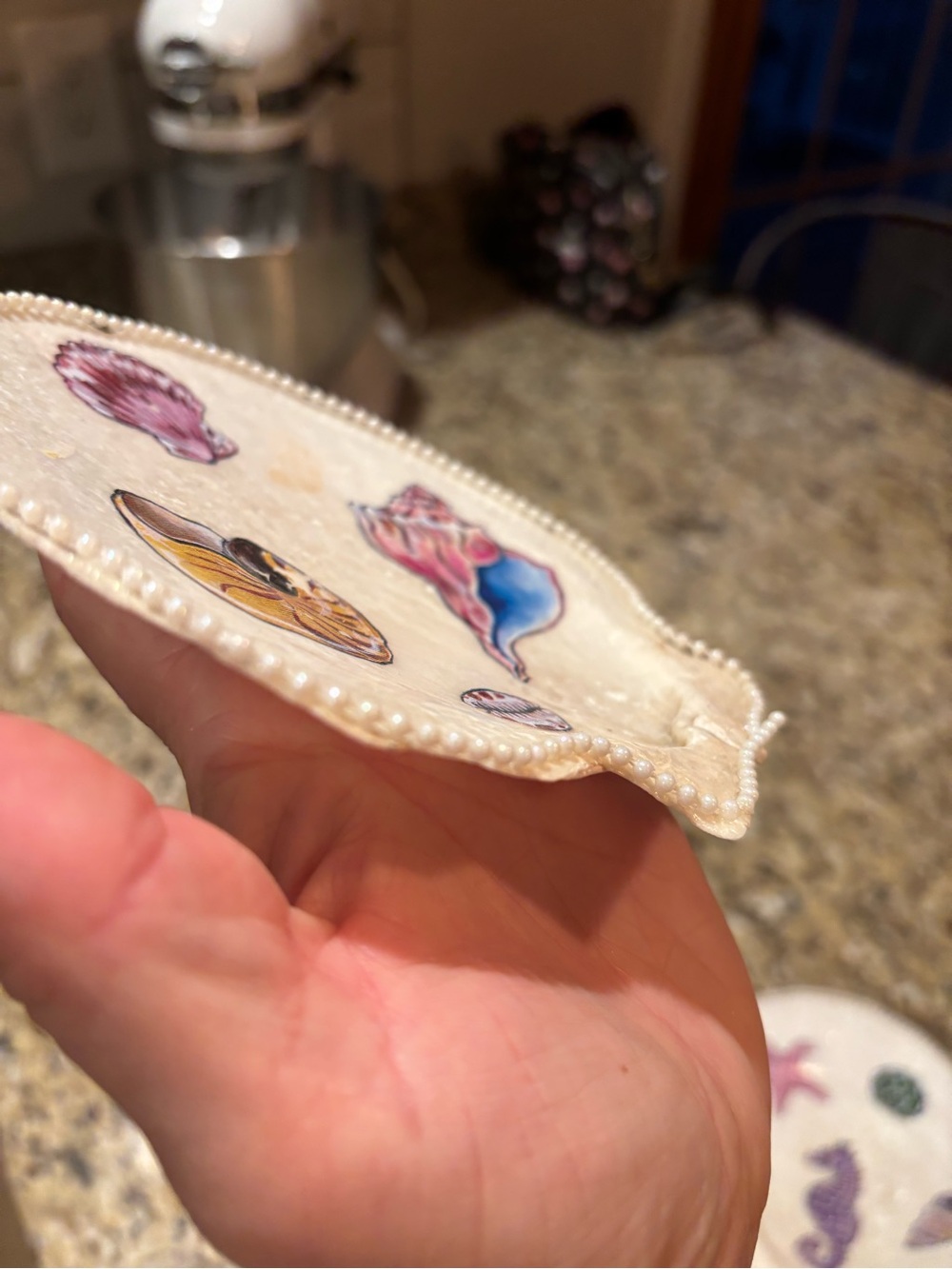 Handmade Seashell Jewelry Dish | Coastal Trinket Tray Decor - Picture 6 of 8